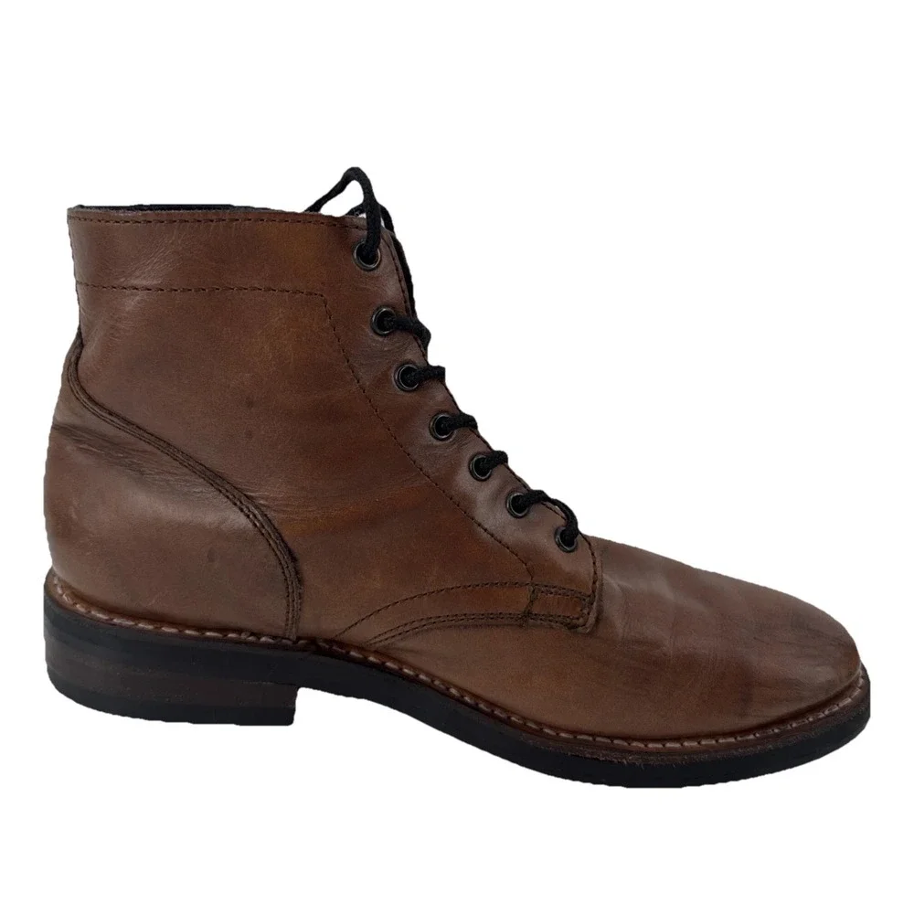Thursday Everyday Captain Boots Men 9 Brown Leather Cap Toe Lace Up Ankle